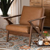 Bianca Mid-Century Modern Lounge Chair, Tan Faux Leather