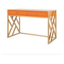 Worlds Away - Worlds Away Cordelia Lacquer And Gold Leaf Desk / Console - Desks And Hutches