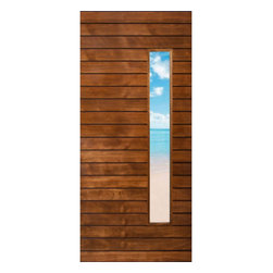 ELITE &ndash; MULTI HORIZONTAL PLANK WOOD EXTERIOR DOOR WITH VERTICAL LITE- LAMINATE GLASS (1-3/4&rdquo;) - Windows And Doors