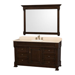 Wyndham Collection Andover 60" Vanity, Ivory Marble Top, White Sinks - Bathroom Vanities And Sink Consoles