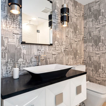 Graphic Cityscape Powder Room