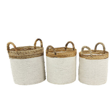 Coastal White Seagrass Storage Basket Set 35984