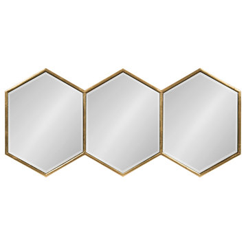 Royce Horizontal Hexagon Mirror, Gold 14x30