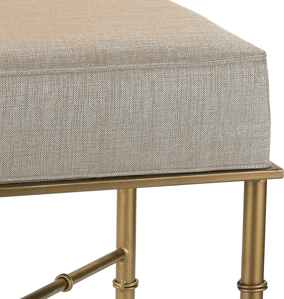 Gold Cane Bench, Cream Metallic