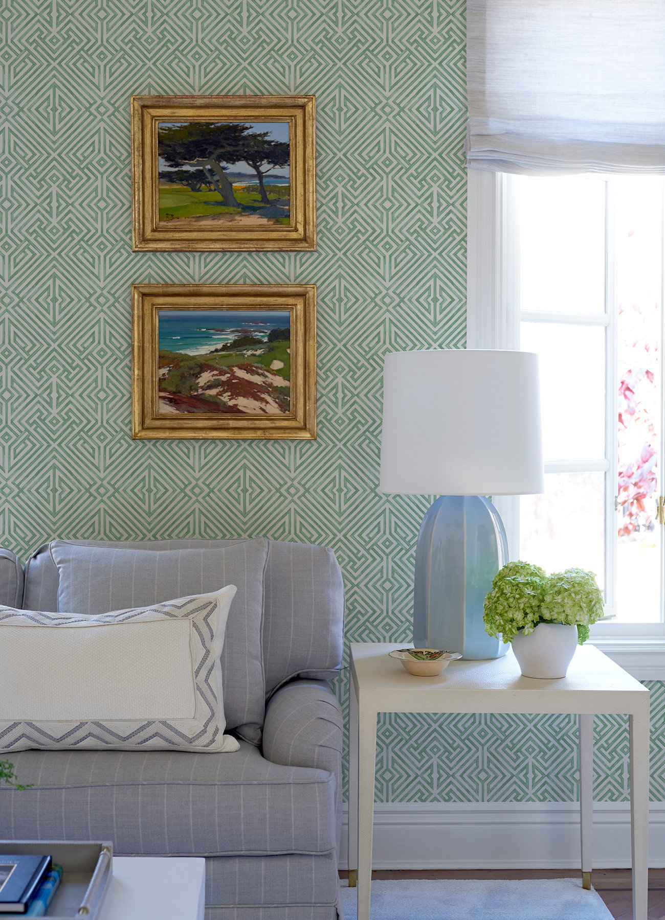 Lyon Green Geometric Key Wallpaper, Swatch - Contemporary - Wallpaper ...
