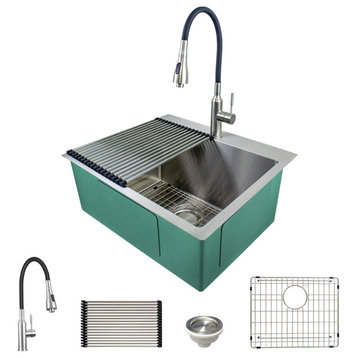 Transolid 25-in x 22-in Dual-Mount Laundry/Utility Sink Kit in Brushed Stainless