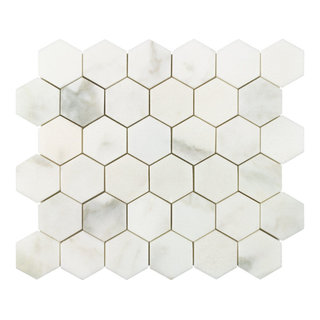 MTO0683 Classic 2X2 Hexagon White Gray Calcatta Polished Marble Mosaic ...