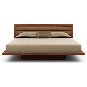 Copeland Moduluxe 35" King Bed With Upholstery, Cognac Cherry, Dark Brown