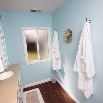 Refreshing Blue & White Master Bathroom Remodel in Torrance, CA.
