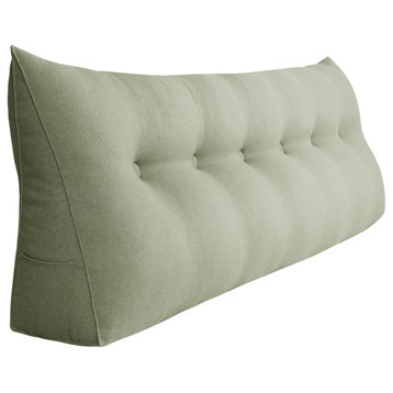 WOWMAX Backrest Wedge Reading Pillow Headboard Linen Blend Lime Green, 71x20x8