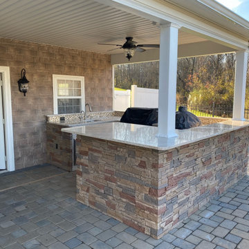DIY Patio Kitchen and Grill Station with Desert Sunrise Stacked Stone