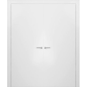 French Double Doors 64 x 80 with Frames Hardware| Planum 0010 White Silk