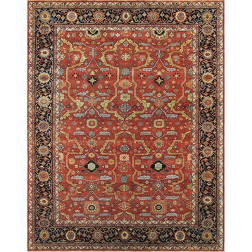 Pasargad Home Denver Hand-Knotted Rust Wool Area Rug 10' 2" X 14' 1"