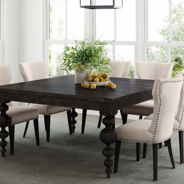 James + James 60" Square Olivia Modern Turned Leg Table in Charred Ember in T