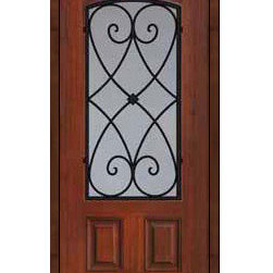 Single Door 80 Fiberglass Charleston 2 Panel Arch Lite Wrought Iron - Front Doors