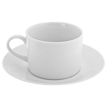 Royal White Can Cup and Saucer, Set of 6