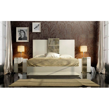 London Bed Dor02, High Gloss, California King, Set 3 Headboard, Bed Base and Nightstand