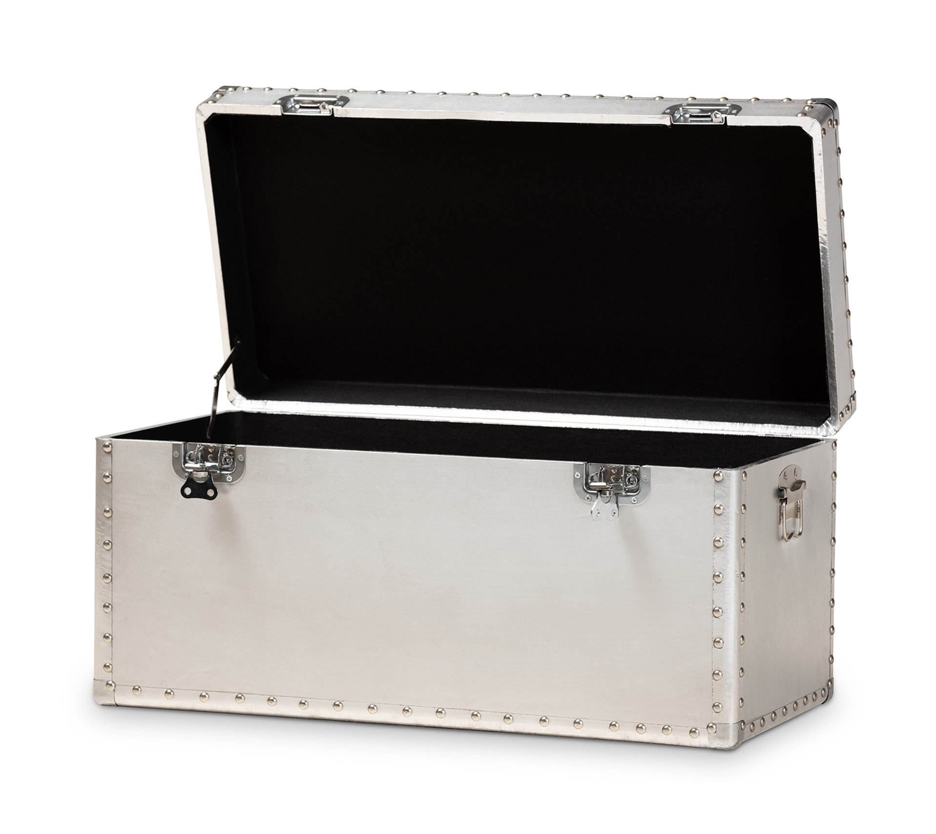 Glannant French Industrial Silver Metal Storage Trunk - Industrial ...