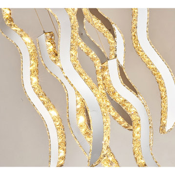 MIRODEMI® Menaggio Gold Crystal Wave Light Fixture, 39.4'' (14 Lights)