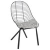 Wired Contemporary Chair, Set of 2, Black Metal, Light Gray Pu