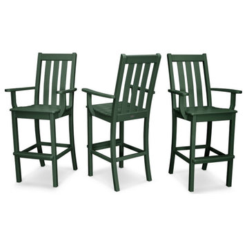 Polywood Vineyard Bar Arm Chair 3-Pack, Green
