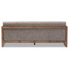 Valencia Walnut wood Finished Gravel Fabric Upholstered 3-Seater Sofa