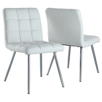 Atlin Designs 32"H Modern Faux Leather Dining Chair in White (Set of 2)