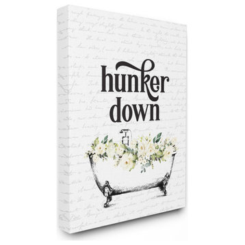 Hunker Down Quote Floral Bathroom Tub Relaxation,1pc, each 24 x 30