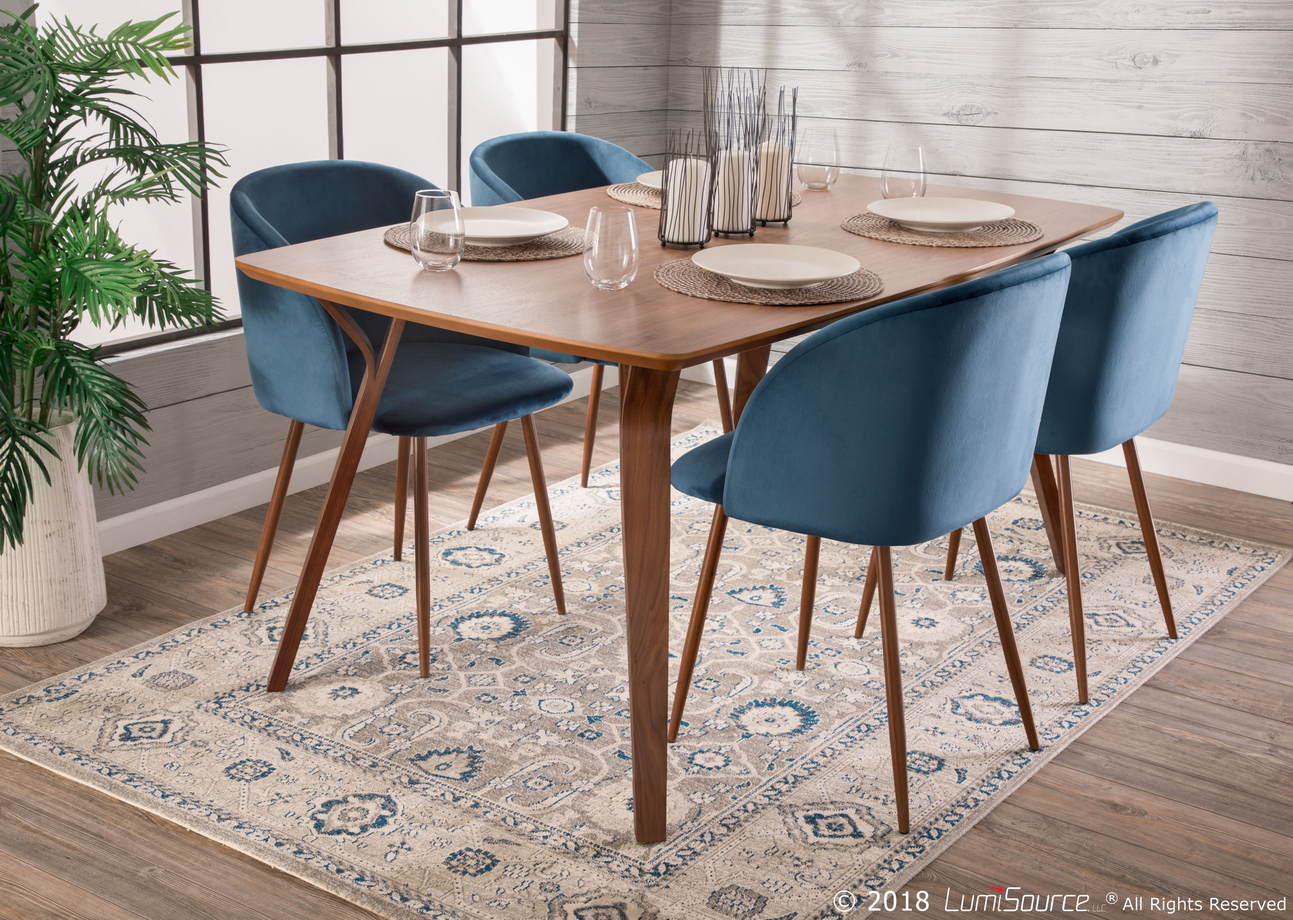 Lumisource Folia Dining Table, Walnut Wood
