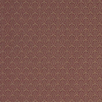 Burgundy And Gold Shell Upholstery Fabric By The Yard