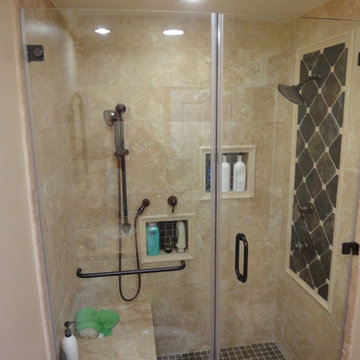 Classic Travertine and Slate bathroom