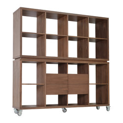 Malta Bookcase Drawers- Walnut (3) - Bookcases
