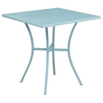 28'' Square Sky Blue Indoor-Outdoor Steel Patio Table
