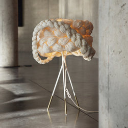 The Bride Table Lamp, White Braided Paper Lamp Shade and Tripod Lamp- MB Collect - Table Lamps