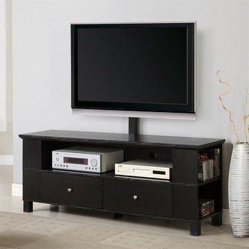 Walker Edison | 60" Wood TV Console | Mount and Multi-Purpose Storage in Black
