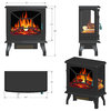 20" Black Freestanding 2 Settings Logs Portable Electric Fireplace Heater