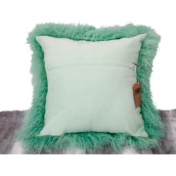 Luxury Grade A Genuine Mongolian Lamb Fur Down Filled Decorative Throw Pillow