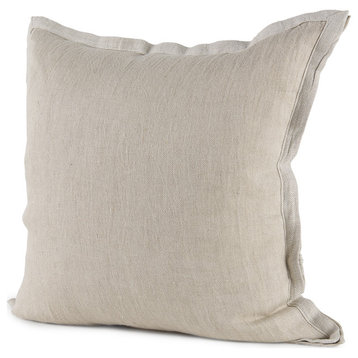Mae 20Lx20W Beige Fabric Decorative Pillow Cover
