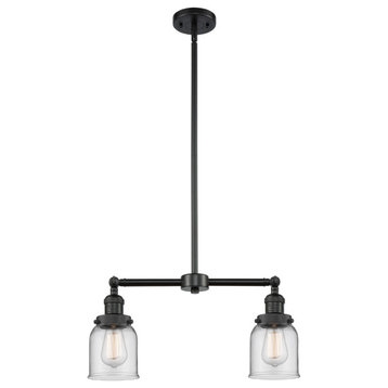 Small Bell 2-Light LED Chandelier, Matte Black, Glass: Clear