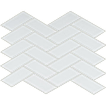 11.63"x11.63" Turning Point Crystal Glass Mosaic, Set Of 4, White