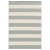 Rhodes Indoor and Outdoor Striped Gray and Ivory Rug, 6'7"x9'6"