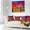 House of Parliament At River Thames Modern Cityscape Throw Pillow, 18"x18"