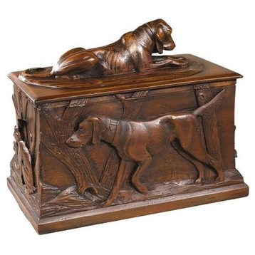 Box TRADITIONAL Lodge Sporting Dog Dogs Chocolate Brown Resin