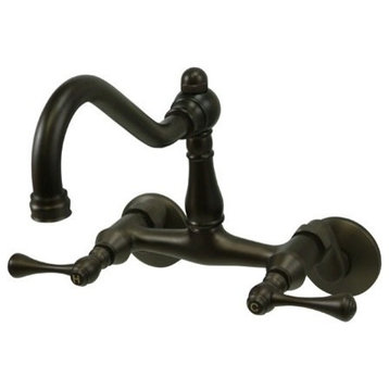 KS3225BL 6" Adjustable Center Wall Mount Kitchen Faucet, Oil Rubbed Bronze