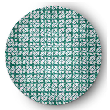 Rattan Geometric Rug, Desert Turquoise, 5' Round