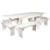HERCULES Series 8' x 40 Antique Rustic White Folding Farm Table and Six...