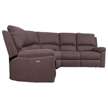 HomeRoots 80" X 80" X 39" Brown Power Reclining Sectional