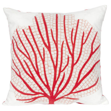 Visions Coral Fan Pillow, Coral, 20"x20"