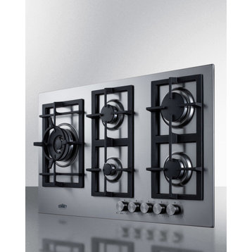 34" Wide 5-Burner Propane Gas Cooktop, Stainless Steel
