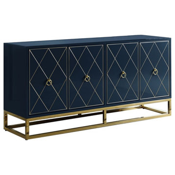 Catania 64" Transitional Wood Sideboard in Navy/Gold Plated Finish
